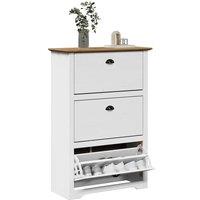 Berkfield Home Shoe Rack BODO White & Brown 80x35x118 cm | Size: 80 x 35 x 118 cm