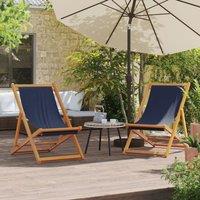 Berkfield Home Folding Beach Chairs 2 pcs Blue Fabric