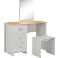 Berkfield Home Dressing Table with Mirror & Stool Grey 104x45x131 cm | Size: 104 x 45 x 131 cm