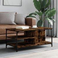 Berkfield Home Coffee Table Smoked Oak 100x50x45 cm Engineered Wood in Brown | Size: 100 x 50 x 45 cm