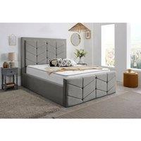 Furniture 786 Lancaster Plush Velvet Uplholstered King 5Feet Bed in Silver