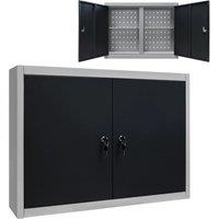 Berkfield Home Wall Mounted Tool Cabinet Industrial Style Metal Grey & Black