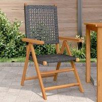 Berkfield Home Garden Chairs 2 pcs Black Solid Wood Acacia & Poly Rattan