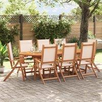 Berkfield Home Folding Garden Chairs 8 pcs Solid Wood Acacia & Textilene in Brown