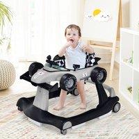 CASART Foldable Baby Sit-to-Stand Walker 4-in-1 Push Along Walkers w/Music in Grey