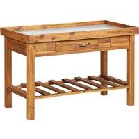 Berkfield Home Garden Work Bench with Zinc Top Solid Acacia Wood in Brown