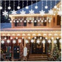 Bright Zeal 1*3.6m RGB Smart Snowflake Icicle Lights with 156 LEDs App Music Sync in White