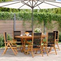 Berkfield Home Reclining Garden Chairs 6 pcs Black Solid Wood Acacia
