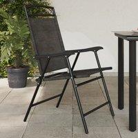 Berkfield Home Folding Garden Chairs 4 pcs Melange Grey Steel & Textilene