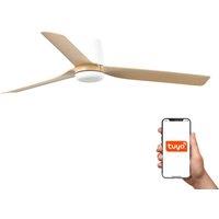 Netlighting Punt Tub 130cm Smart Ceiling Fan White Light Wood Blades