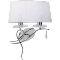 Netlighting Louise Wall Lamp Right 2 Light E27 White Shade Chrome Crystal in Grey