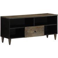 Berkfield Home TV Cabinet Black 100x33x46 cm Solid Wood Mango in Brown | Size: 100 x 33 x 46 cm