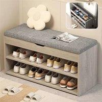 SPETLEK Shoe Bench Shoe Storage Rack Cabinet Organiser with Cushion in Grey