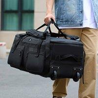 Ventryn Wheeled Handheld Foldable Duffle Bag Large Capacity for Journey in Black