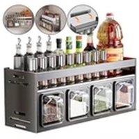 EONLION 5-Grid Kitchen Spice Rack Seasoning Organizer Storage Stand in Grey