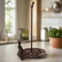 EONLION Cast Iron Cat & Bird Kitchen Roll Paper Towel Holder in Brown