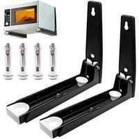 VOGREX Adjustable Wall Mounted Microwave Shelf Oven Bracket Rack in Black