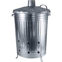 VOGREX 90L Large Steel Garden Incinerator Bin Fire Burner in Silver