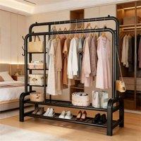 Nordara Heavy Duty Double Clothes Rail 120KG Load Bedroom Open Wardrobe Rack in Black