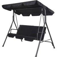 Nordara 3 Seater Metal Garden Swing Chair With Canopy in Black
