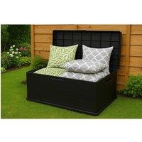Nordara Garden Storage Box 340L Outdoor Waterproof Solid Plastic with Wheels in Black