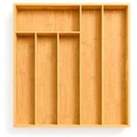 EONLION Bamboo Cutlery Tray, 6 Compartment Kitchen Utensils Holder in Natural