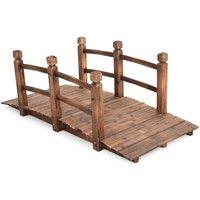 Nordara Wooden Garden Bridge Fir Wood Outdoor Pond Walkway with Railing in Natural