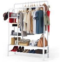 Nordara Heavy Duty Double Clothes Rail 120KG Load Bedroom Rack in White