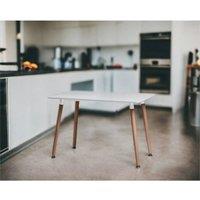 Nordara White 4-6 Seater Scandi Style Dining Table Wooden Legs