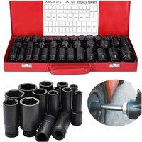 Nordara 40Pcs 1/2 Drive Metric Impact Socket Set 8-32mm Car Truck Heavy Duty in Black