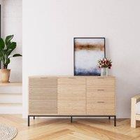BIMOSSA Alya 140 cm Sideboard Cabinet with Fluted Doors & Storage in Light Oak