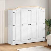 Berkfield Home Wardrobe Corona White 194x52x186 cm Solid Wood Pine | Size: 194 x 52 x 186 cm