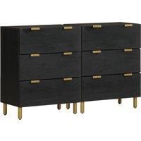 Berkfield Home Sideboards 2 pcs Black 60x33x75 cm Engineered Wood | Size: 60 x 33 x 75 cm