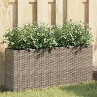 Berkfield Home Garden Planters with 2 Pots 2 pcs Grey 90x20x40 cm Poly Rattan | Size: 90 x 20 x 40 cm