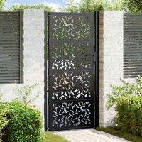 Berkfield Home Garden Gate Black 105x205 cm Steel Leaf Design