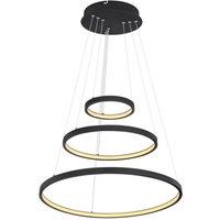 Netlighting Ralph Triple Ring Pendant Matt Black 3x LED Dimmable 3000K