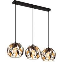 Netlighting Mika Bar Pendant Ceiling Light Matt Black 3x E27