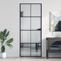 Berkfield Home Interior Door Slim Black 83x201.5 cm Tempered Glass & Aluminium