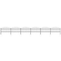 Berkfield Home Garden Fence with Spear Top Steel (1-1.25)x10.2 m Black