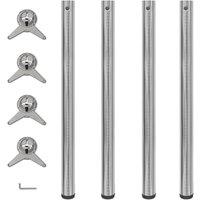 Berkfield Home 4 Height Adjustable Table Legs Brushed Nickel 870 mm in Silver
