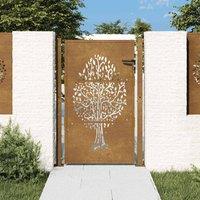 Berkfield Home Garden Gate 105x130 cm Corten Steel Tree Design in Brown