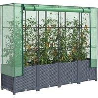 Berkfield Home Raised Bed with Greenhouse Cover Rattan Look 160x40x138 cm in Black | Size: 160 x 40 x 138 cm