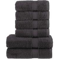 Berkfield Home 6 Piece Premium Towel Set SOLUND Anthracite 600 gsm in Black