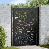Berkfield Home Garden Gate Black 105x130 cm Steel Wave Design