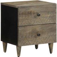 Berkfield Home Bedside Cabinet Light Grey 40x33x46 cm Solid Wood Mango | Size: 40 x 33 x 46 cm