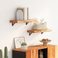 Berkfield Home Wall Shelf 50x30x3.8 cm Rectangular Solid Wood Acacia Live Edge in Brown
