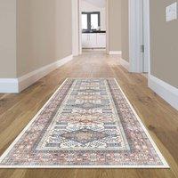 The Rug Shop UK Blue Bordered Floral 7mm Thick Stain-Resistant Traditional Rug | Size: 160 cm x 230 cm