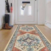 The Rug Shop UK Blue Bordered Geometric 7mm Thick Stain-Resistant Traditional Rug | Size: 160 cm x 230 cm