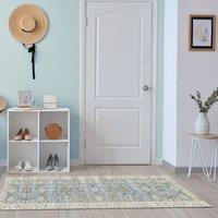 The Rug Shop UK Blue Bordered Floral 7mm Thick Stain Resistant Traditional Rug | Size: 160 cm x 230 cm