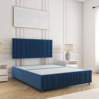 BSSPOKE Rosie Divan Bed Plush Velvet 24 Headboard & No Mattress No Drawers in Blue | Size: Super King